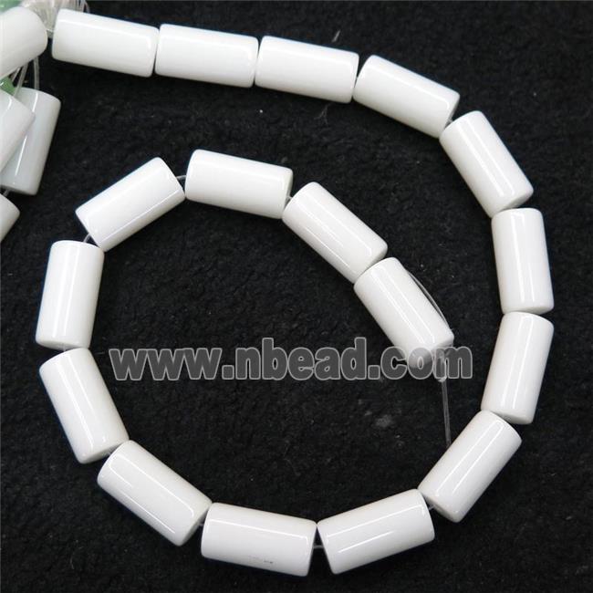 white Jadeite Glass tube beads
