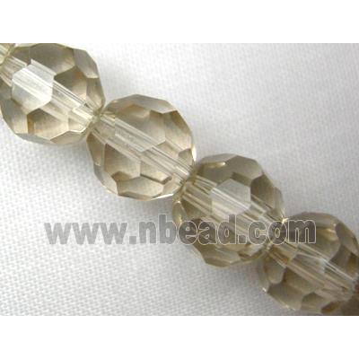 hand-cutting Chinese Crystal Glass Beads, faceted round, champagne