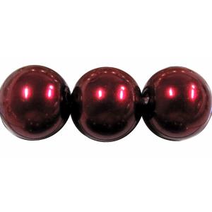 Round Glass Pearl Beads, dark-red