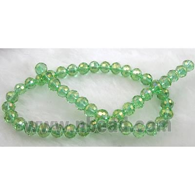 Crystal Glass Beads, 96 faceted round, Lt.green AB colored