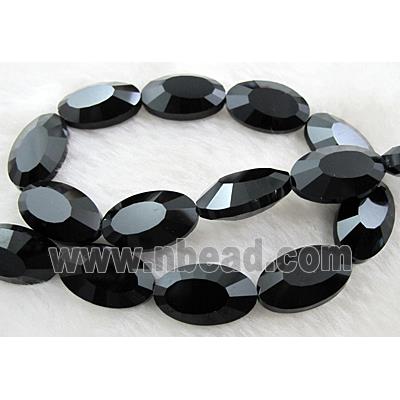 Crystal Glass Beads, faceted, black