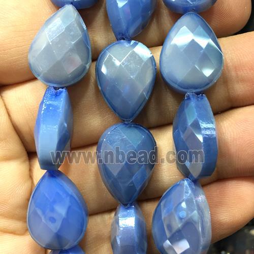 blue chinese crystal glass bead, faceted teardrop