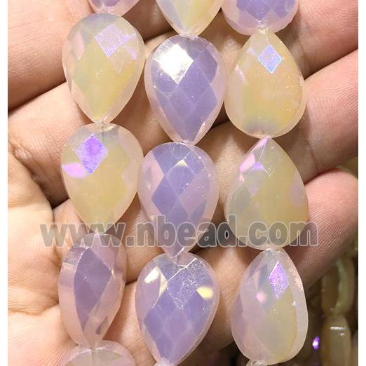 chinese crystal glass bead, faceted teardrop, lavender