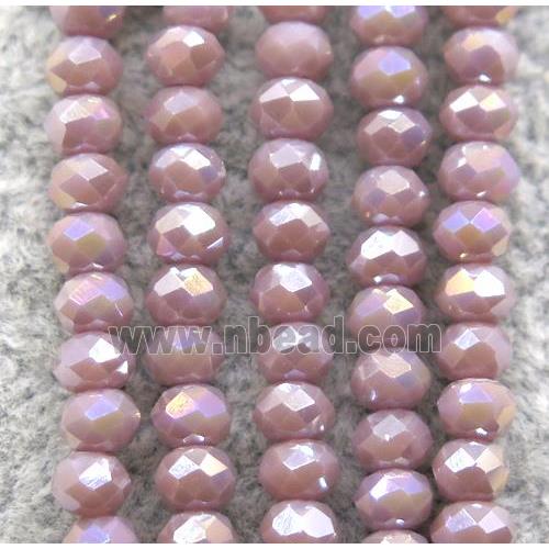 purple chinese crystal glass beads, faceted rondelle, AB-color electroplated