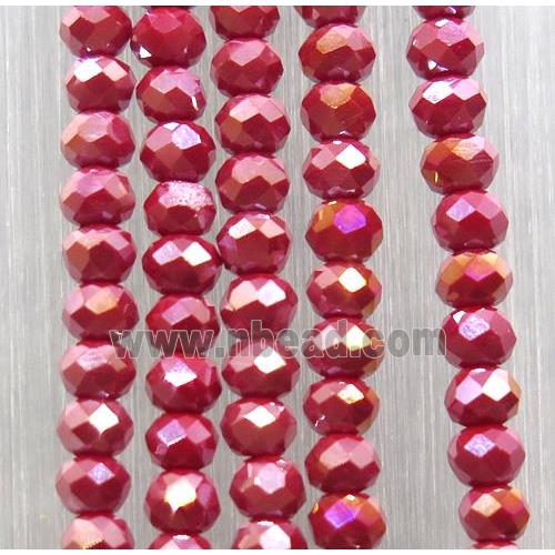 red chinese crystal glass beads, faceted rondelle, AB-color electroplated