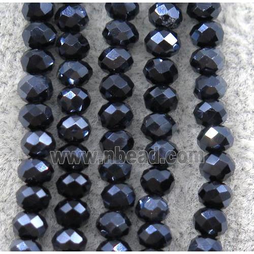 chinese crystal glass beads, faceted rondelle, black