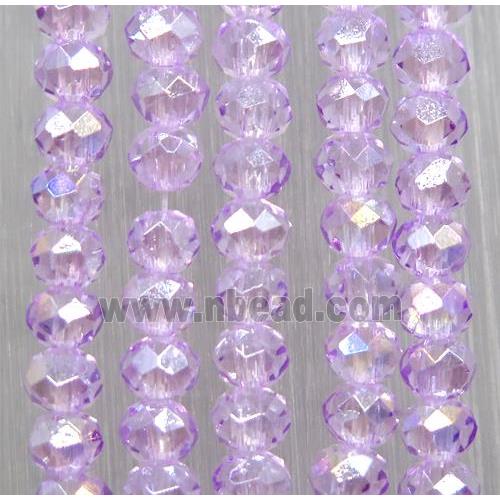 lt.purple chinese crystal glass beads, faceted rondelle