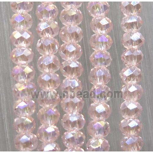 pink chinese crystal glass beads, faceted rondelle