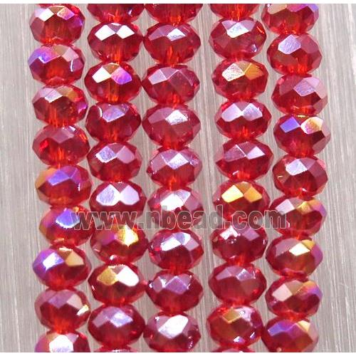 red chinese crystal glass beads, faceted rondelle