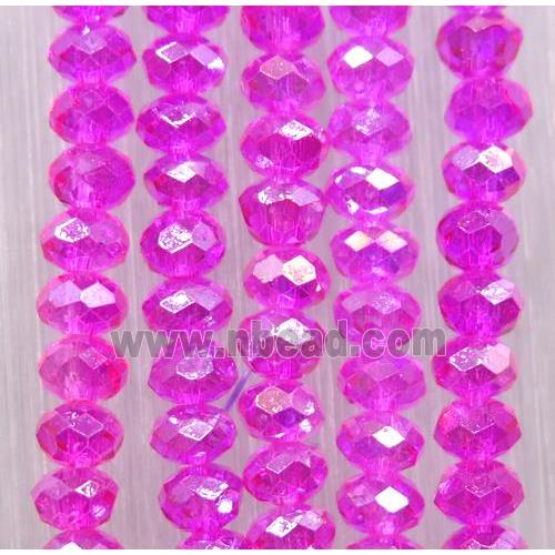 hotpink chinese crystal glass beads, faceted rondelle
