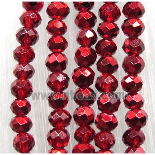 red chinese crystal glass beads, faceted rondelle