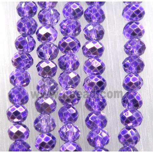 chinese crystal glass bead, faceted rondelle, purple