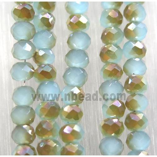 blue chinese Jadeite Glass beads, faceted rondelle