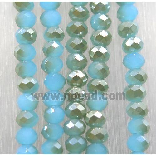 blue chinese Jadeite Glass beads, faceted rondelle
