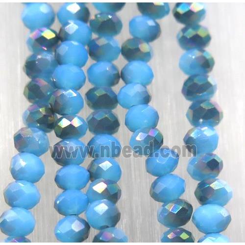 chinese Jadeite Glass beads, faceted rondelle, blue