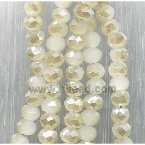 white chinese Jadeite Glass beads, faceted rondelle