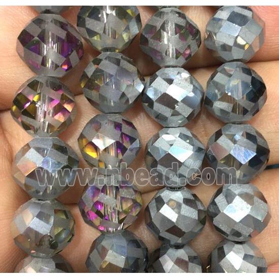 faceted round chinese crystal glass beads, half silver