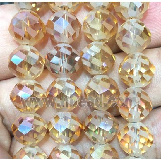 faceted round chinese crystal glass beads, gold champagne