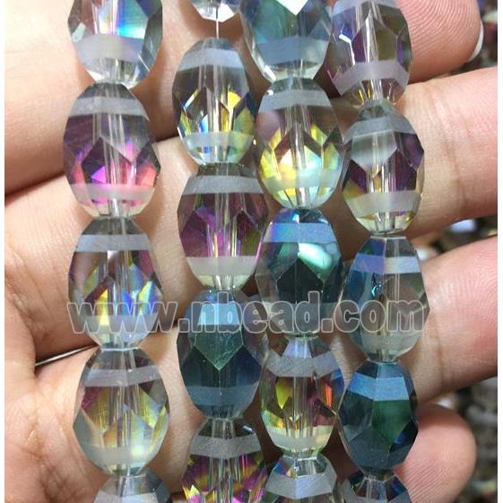 rainbow chinese crystal glass beads, faceted barrel