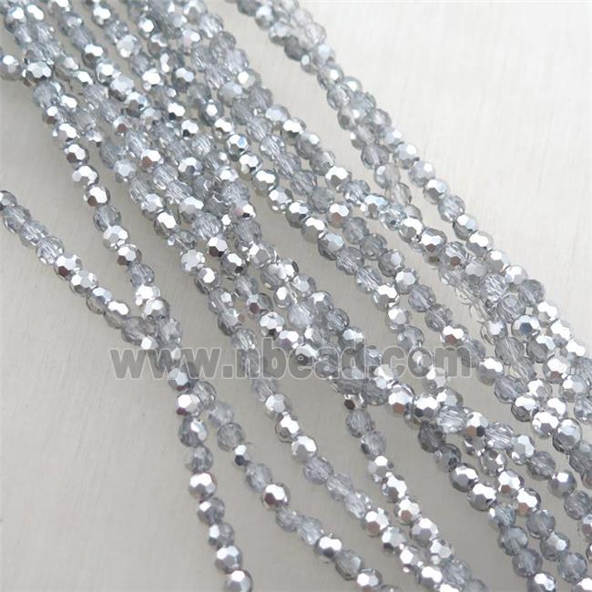 faceted chinese crystal glass ball beads, half silver electroplated
