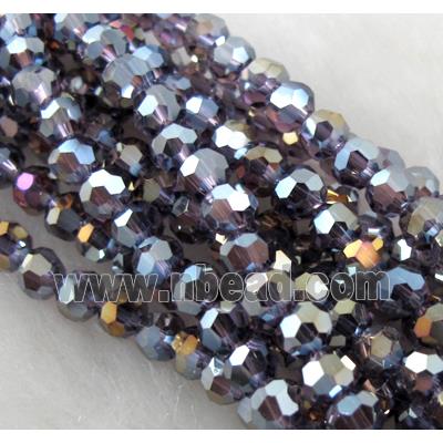 Chinese Crystal Beads, faceted round, purple plated