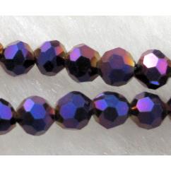 Chinese Crystal Beads, faceted round, purple electroplated