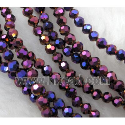Chinese Crystal Beads, faceted round, purple electroplated