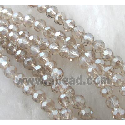 Chinese Crystal Beads, Faceted Round, silver champagne