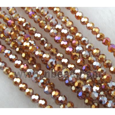 Chinese Crystal Beads, faceted round, deep-golden AB-color
