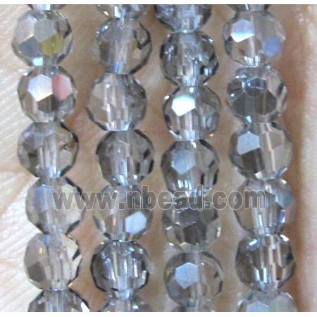 Chinese crystal glass beads, faceted round, clear gray