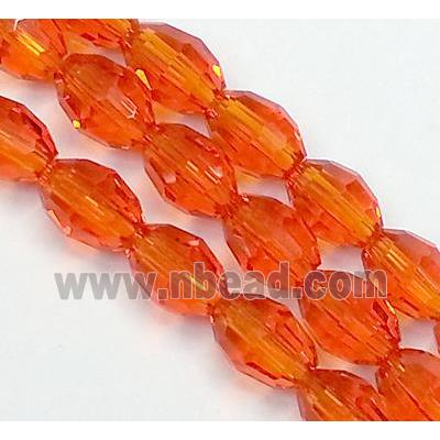 Chinese Crystal Glass Beads, faceted barrel, red