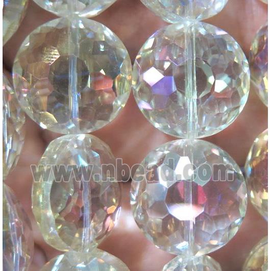 Chinese crystal glass bead, faceted flat round