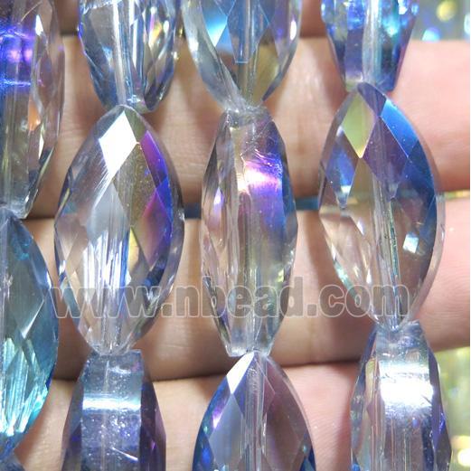 Chinese crystal glass bead, faceted oval