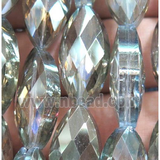 Chinese crystal glass bead, faceted oval