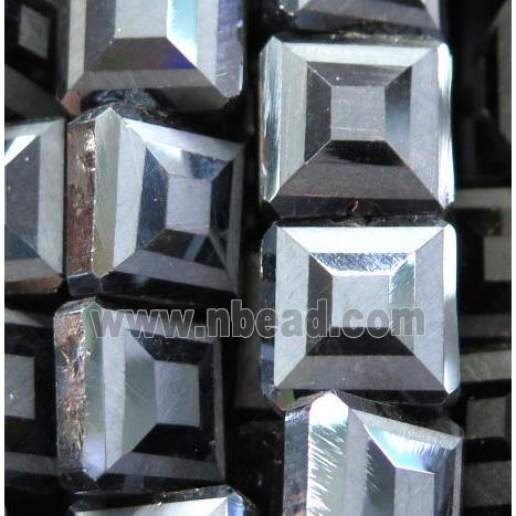 chinese crystal glass bead, faceted square