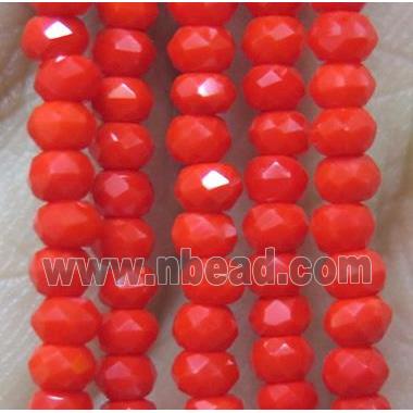 red Chinese Crystal Glass Beads, faceted rondelle