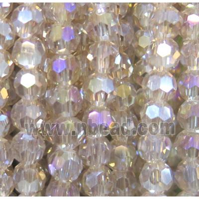 chinese crystal beads, faceted round, silver champagne