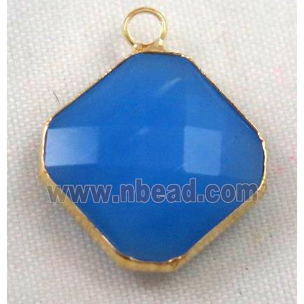 Chinese crystal glass pendant, faceted square