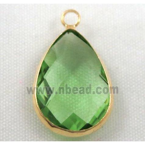 Chinese crystal glass pendant, faceted teardrop