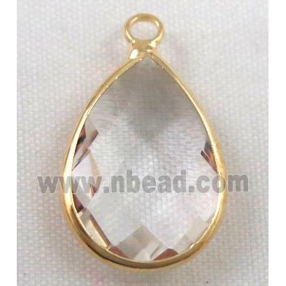 clear Chinese crystal glass pendant, faceted teardrop