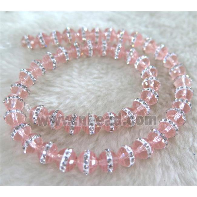 Chinese crystal bead with rhinestone, faceted round