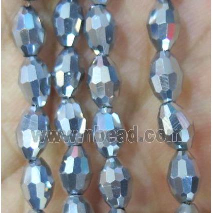 Chinese Crystal Beads, faceted oval, silver plated