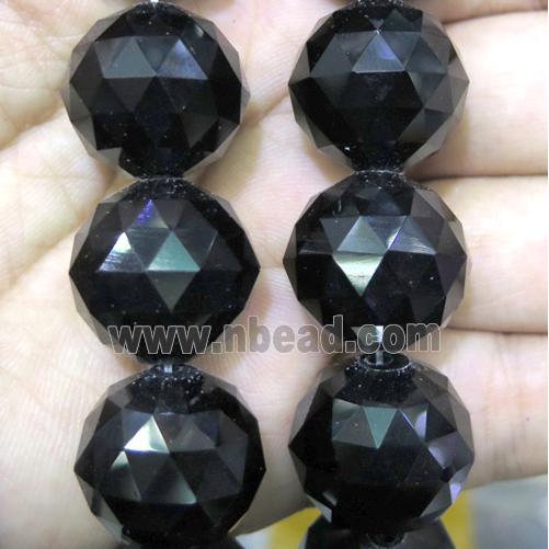 Chinese crystal bead, faceted round, black
