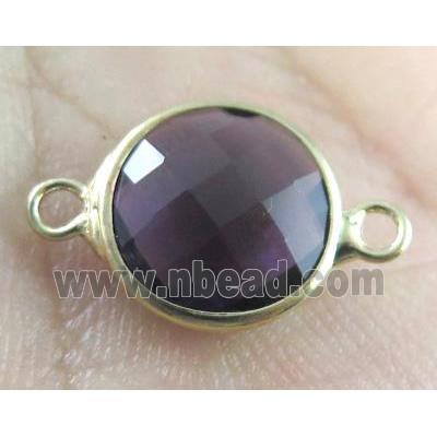 Chinese crystal glass connector, gold plated, purple
