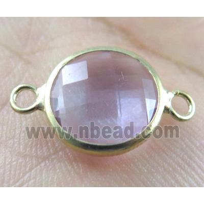 Chinese crystal glass connector, gold plated, lt.purple