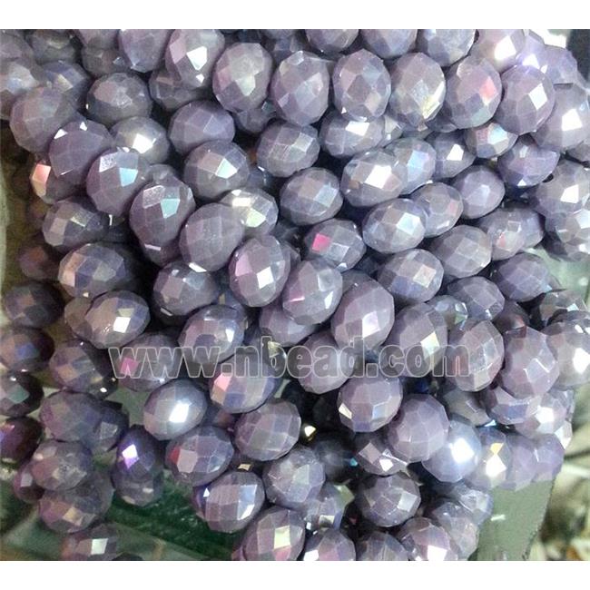 Chinese crystal glass bead, Faceted rondelle, purple AB color