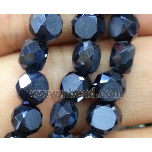 Chinese crystal glass bead, faceted flat round, black