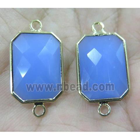 Chinese crystal glass connector, faceted rectangle, gold plated