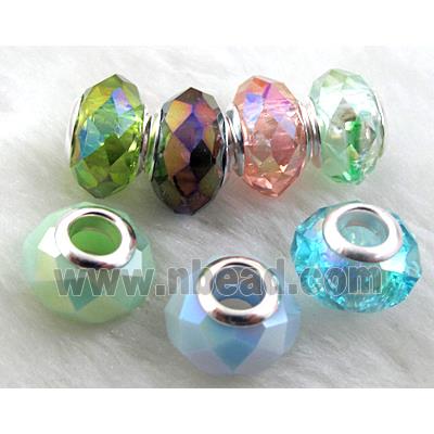 crystal glass beads, faceted rondelle, AB-Color, mixed