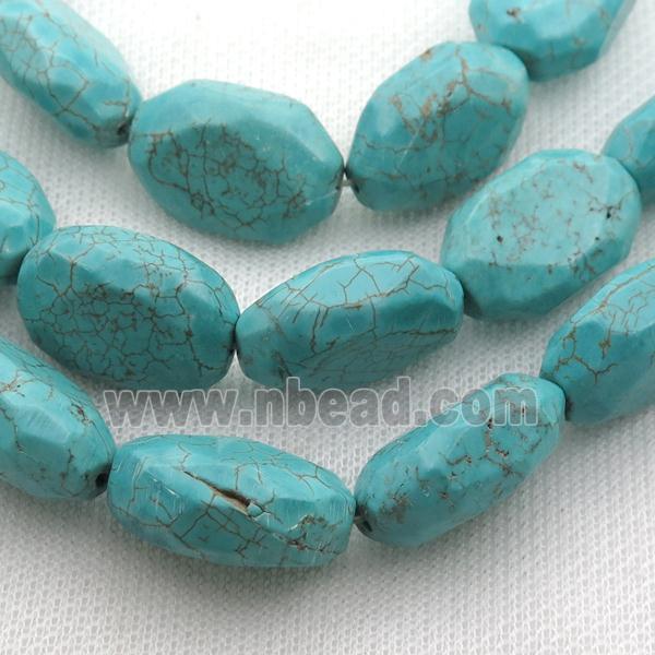 Magnesite Turquoise Beads, faceted oval